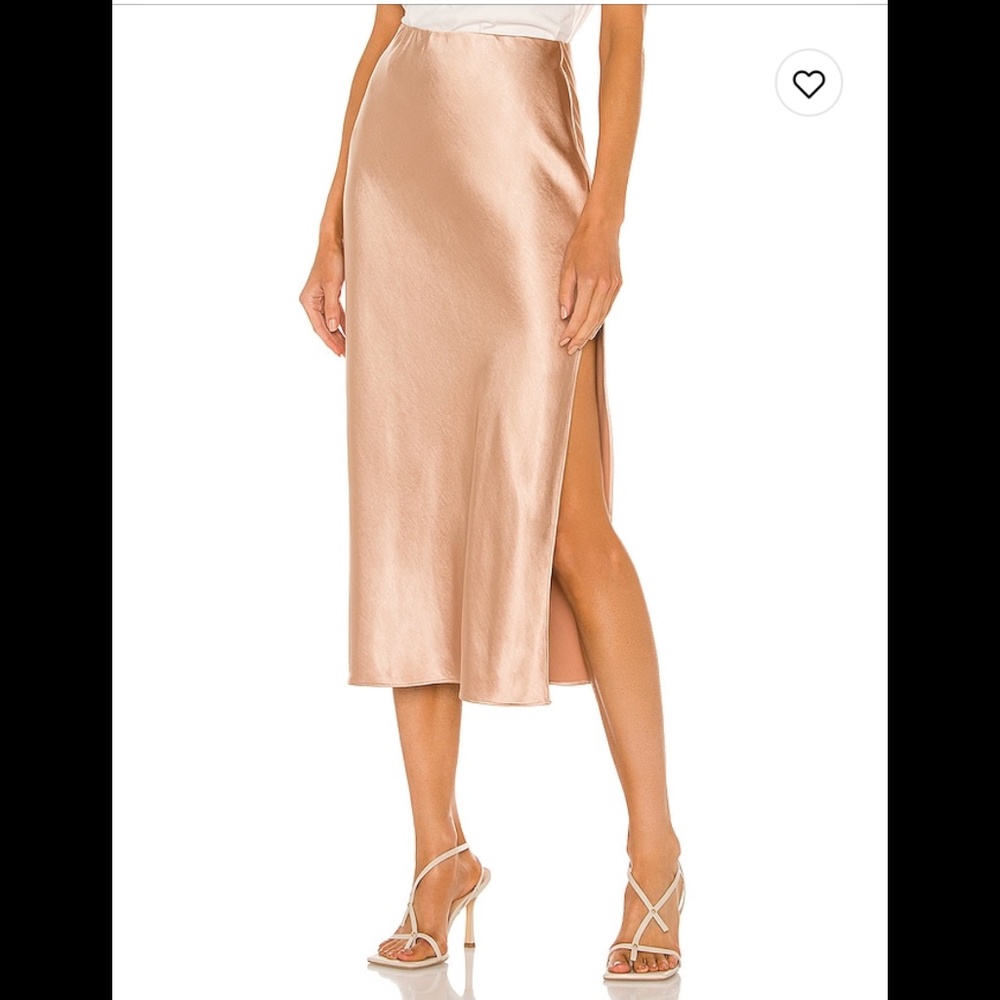 Lacademie Revolve Satin midi skirt. Size s. Beige cream